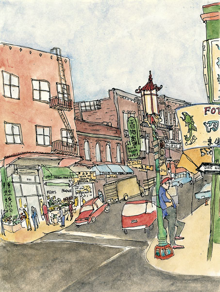 San_Francisco_pen_and_ink_watercolor_street_scene_chinatown_man