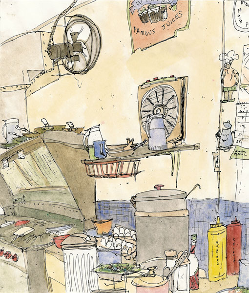 San_Francisco_pen_and_ink_watercolor_veiw_from_diner_counter_kitchen_fan
