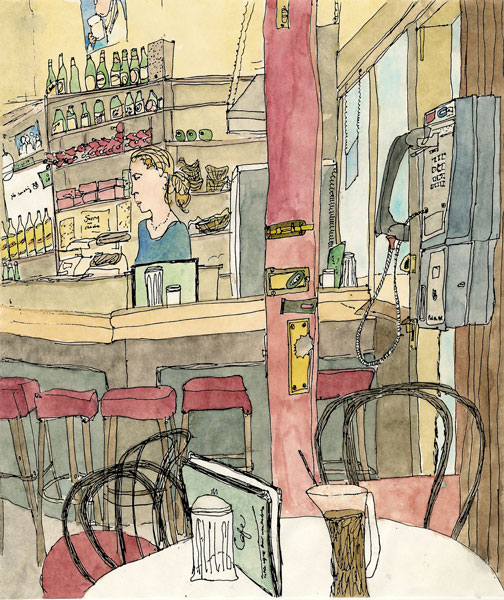San_Francisco_pen_and_ink_watercolor_street_scene_North_Beach_little_cigar_shop