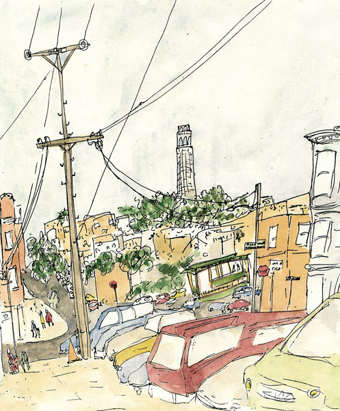 San_Francisco_street_scene_station_wagons_coit_tower