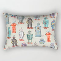 Valerie Hamill Illustration retro vintage robots pillow sham
